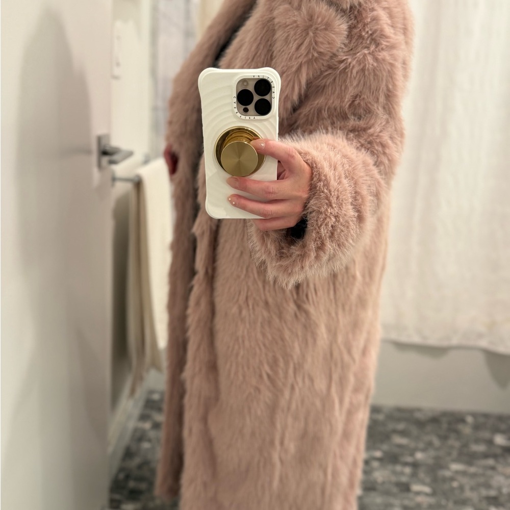 Topshop Pink Faux Fur Long Coat - Picture 8 of 8